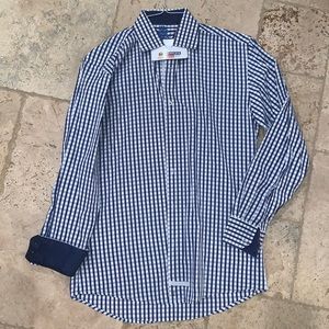 English Laundry Men’s Blue Gingham Dress Shirt